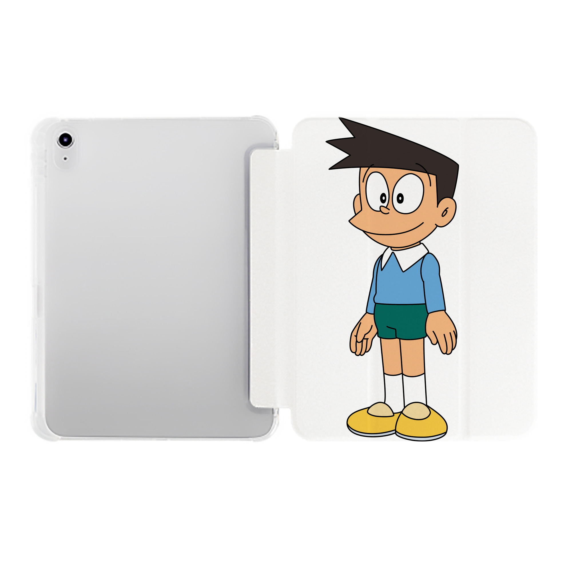 （画像用） ドラえもん 骨川 スネ夫 Doraemon Honekawa Suneo IPad ケース ペン収納付き 三つ折りスタンド PUレザー×シリコン 対応機種9.5/10.5/10.9インチ